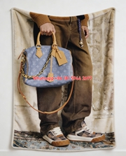 Luxury Light Blue LV Speedy Bag Flannel Sofa Throw Blanket 473